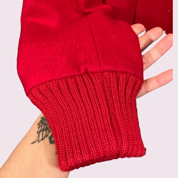 Red Wool Blend Double Breasted Bomber Jacket/Coat - Picture 4 of 10